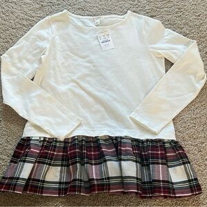 Plaid Hem Kids Shirt - White and Red